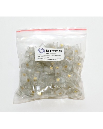 US010A (100шт). Телефонный разъем 4P4C (RJ-11). 5bites в Раменском
