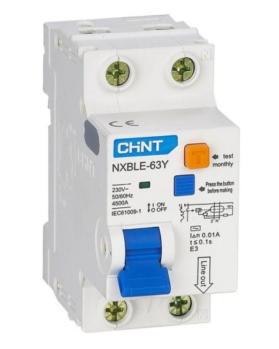 NXBLE-63Y (R) 1п+N C 6А 30мА электронный тип AC 4.5кА CHINT (105540). Автоматический выключатель дифференциального тока. CHINT в Раменском
