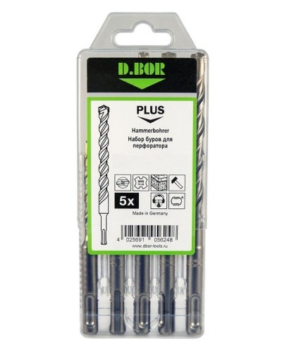 Набор буров SDS-plus V PLUS 5шт, 2-cutting (242030): Набор буров SDS-plus (6х110 мм; 6,8,10,12х160 мм) в Раменском