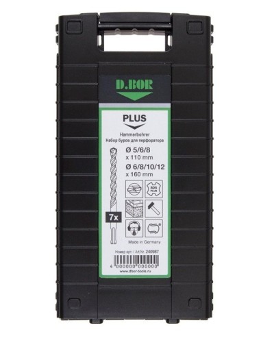 Набор буров SDS-plus V PLUS 7шт, 2-cutting (240987). Набор буров SDS-plus (5,6,8х110 мм; 6,8,10,12х160 мм). D.BOR в Раменском