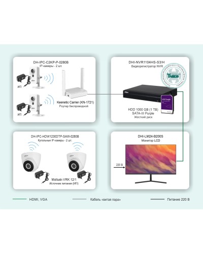 ТСН-029. Беспроводная система видеонаблюдения на основе IP-камер Dahua с использованием Wi-Fi технологии. Dahua в Раменском