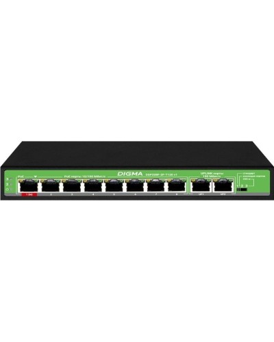 DSP208F-2F-T120 DSP208F-2F-T120 V1 (L2) 10х100Мбит/с 8PoE 8PoE+ 120W. Коммутатор с питанием по PoE. Digma в Раменском