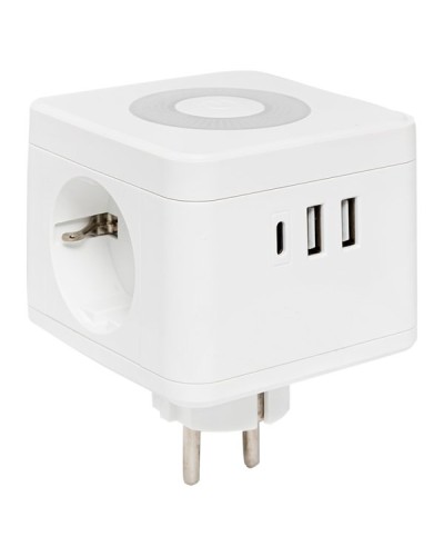 Тройник Куб 2 гнезда 2USB 2,4А+Type C + Ночник. Тройник Куб. EKF в Раменском