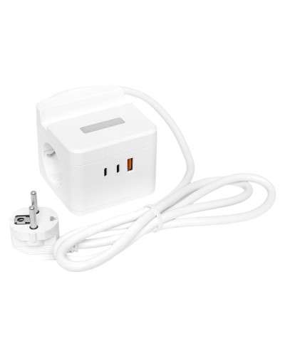 Удлинитель Куб 2 гнезда USB + 2Type C с быстрой зарядкой, подставкой под телефон и ночником 1,3 метра 1мм2. Удлинитель Куб. EKF в Раменском