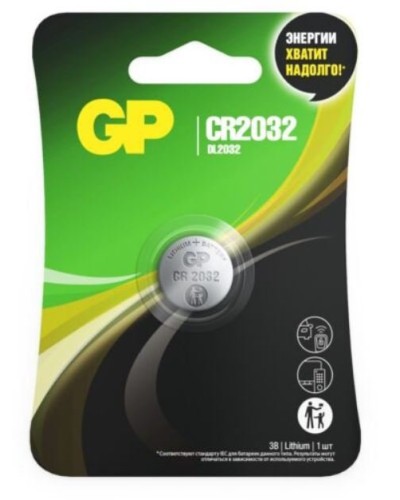 GP Lithium CR2032 (GP CR2032-2CRU1 10/600), БЛИСТЕР. Литиевая дисковая батарея. GP Batteries в Раменском