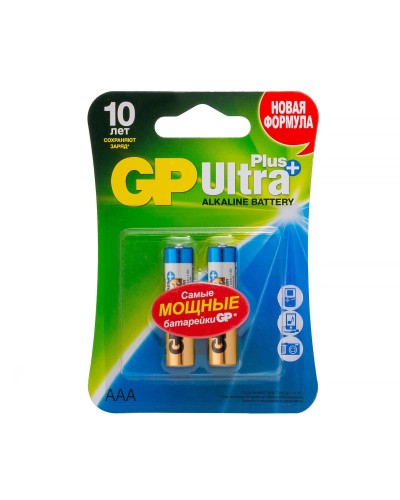 GP Ultra Plus Alkaline 24A AAA (GP 24AUP-2CR2), упак. 2 шт. БЛИСТЕР. Алкалиновые батарейки. GP Batteries в Раменском