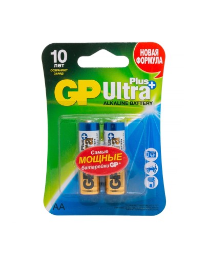 GP Ultra Plus Alkaline 15A AA (GP 15AUP-2CR2), упак. 2 шт. БЛИСТЕР. Алкалиновые батарейки. GP Batteries в Раменском