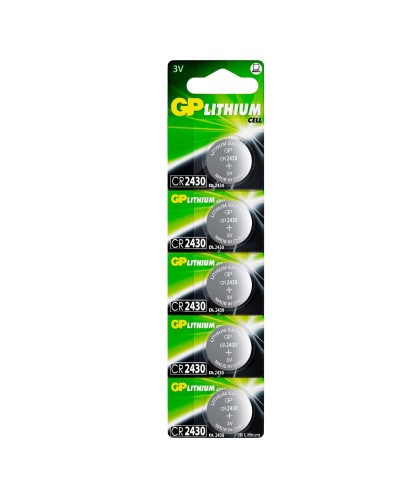 GP Lithium CR2430 (GP CR2430-2C5 100/1000), упак. 5 шт. БЛИСТЕР. Литиевые дисковые батарейки. GP Batteries в Раменском