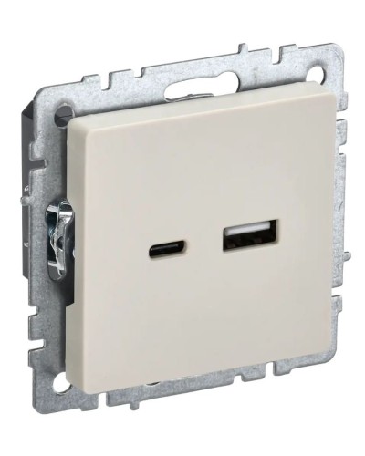 Розетка USB A+C 18Вт РЮ11-1-БрКр бежевый BRITE (BR-U22-018-K10). Розетка USB. IEK в Раменском