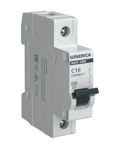 GENERICA ВА47-29М 1P C 16А 4,5кА (MVA21-1-016-C-G). Автоматический выключатель. IEK в Раменском