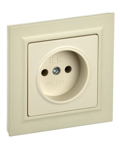 Розетка без з/к РС10-1-0-БрКр бежевый BRITE (BR-R10-10-K10). Розетка без заземления без защитных шторок. IEK в Раменском