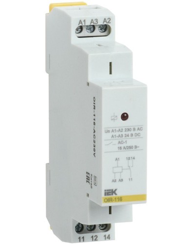 Реле промежуточное модульное OIR 1 контакт 16А 230В AC (OIR-116-AC230V). Реле промежуточное модульное. IEK в Раменском