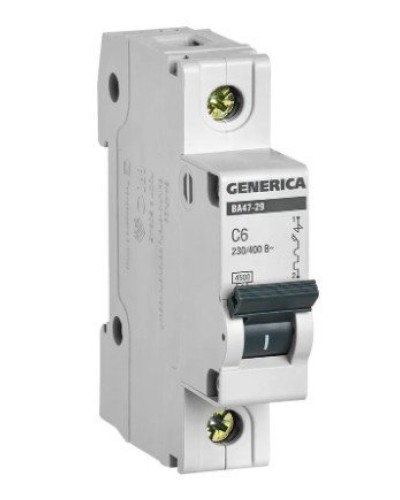 GENERICA ВА47-29 1P C 6А 4,5кА (MVA25-1-006-C). Автоматический выключатель. IEK в Раменском