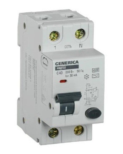 GENERICA АВДТ 32 C40 2Р 30мА (MAD25-5-040-C-30). Автоматический выключатель дифференциального тока. IEK в Раменском