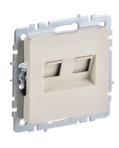 Розетка RJ45 РК10-2-БрКр кат.5E, бежевый BRITE (BR-K20-1-K10). Розетка компьютерная двойная. IEK в Раменском