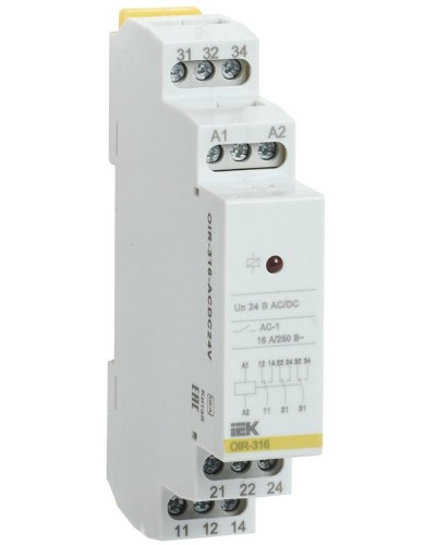 Реле промежуточное модульное OIR 3 контакта 16А 24В AC/DC (OIR-316-ACDC24V). Реле промежуточное модульное. IEK в Раменском