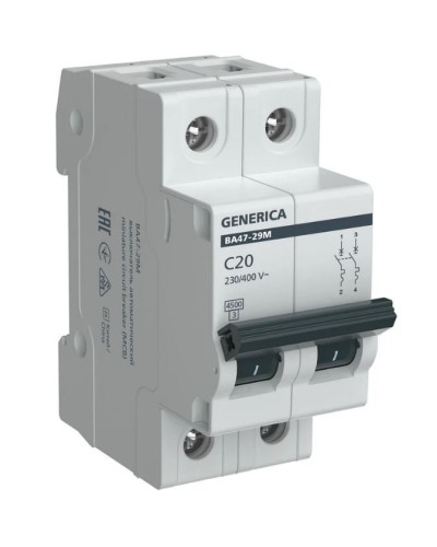 GENERICA ВА47-29М 2P C 20А 4,5кА (MVA21-2-020-C-G). Автоматический выключатель. IEK в Раменском