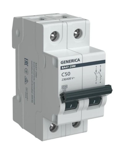 GENERICA ВА47-29М 2P C 50А 4,5кА (MVA21-2-050-C-G). Автоматический выключатель. IEK в Раменском