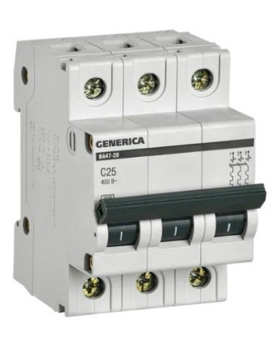 GENERICA ВА47-29 3P C 25А 4,5кА (MVA25-3-025-C). Автоматический выключатель. IEK в Раменском