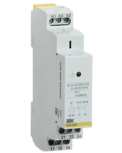 Реле промежуточное модульное OIR 2 контакта 8А 230В AC (OIR-208-AC230V). Реле промежуточное модульное. IEK в Раменском
