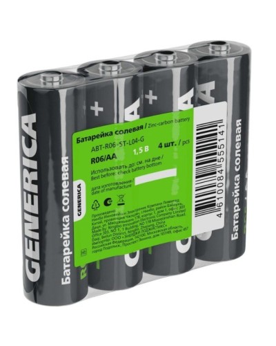 Батарейка солевая R06/AA GENERICA (4 шт) (ABT-R06-ST-L04-G). Батарейка солевая. IEK в Раменском