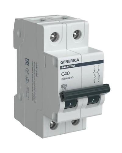 GENERICA ВА47-29М 2P C 40А 4,5кА (MVA21-2-040-C-G). Автоматический выключатель. IEK в Раменском