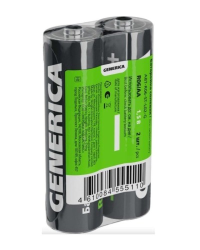 Батарейка солевая R06/AA GENERICA (2 шт) (ABT-R06-ST-L02-G). Батарейка солевая. IEK в Раменском