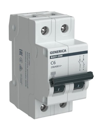 GENERICA ВА47-29М 2P C 6А 4,5кА (MVA21-2-006-C-G). Автоматический выключатель. IEK в Раменском