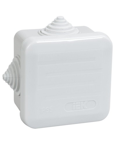 Коробка распаячная КМ41236 70х70х40 открытой проводки IP44 4 гермоввода серая (UKOZ11-070-070-040-K41-44). Коробка распаячная безгалогенная (HF) с защелкивающейся крышкой. IEK в Раменском