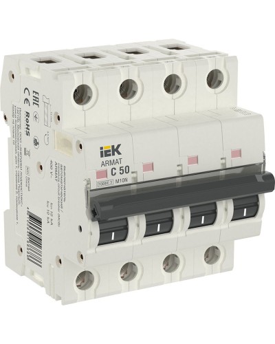 M10N 4P C 50А 10кА ARMAT (AR-M10N-4-C050). Автоматический выключатель. IEK в Раменском