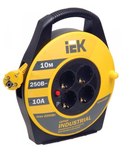 УК10 4 места, 10м (WKP14-10-04-10). Удлинитель на катушке Industrial. IEK в Раменском