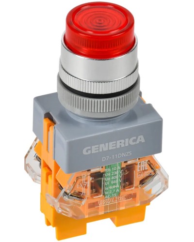 Кнопка D7-11DNZS d=22мм красная GENERICA (BBT50-11DNZS-3-11-K04-G). Кнопка управления с подсветкой и фиксацией. IEK в Раменском