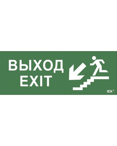 Самоклеящаяся этикетка Выход/лестница вниз/фигура (LPC10-1-24-09-VLVNF). Самоклеящаяся этикетка 240х90 мм. IEK в Раменском