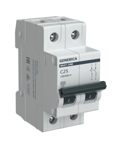 GENERICA ВА47-29М 2P C 25А 4,5кА (MVA21-2-025-C-G). Автоматический выключатель. IEK в Раменском