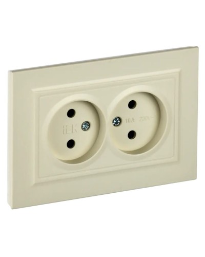 Розетка 2-местная без з/к РС12-2-БрКр бежевый BRITE (BR-R20-10-K10-F). Розетка без заземления без защитных шторок в сборе. IEK в Раменском