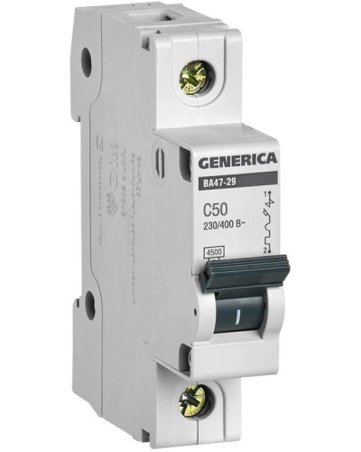 GENERICA ВА47-29 1P C 50А 4,5кА (MVA25-1-050-C). Автоматический выключатель. IEK в Раменском
