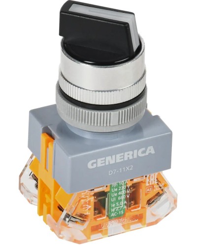 Переключатель D7-11X2 на 2 положения черный GENERICA (BSW50-11X2-3-21-2-K02-G). Переключатель. IEK в Раменском