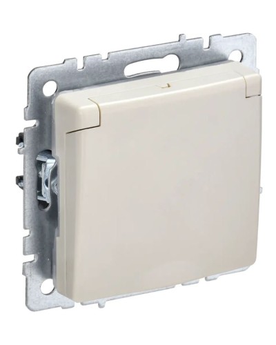 Розетка с з/к РСбш10-3-44-БрКр бежевый BRITE (BR-R16-16-44-K10). Розетка с заземлением с защитными шторками и крышкой. IEK в Раменском