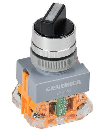 Переключатель D7-11X22 на 2 положения черный GENERICA (BSW50-11X22-3-22-2-K02-G). Переключатель с самовозвратом. IEK в Раменском