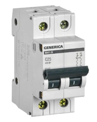 GENERICA ВА47-29 2P C 25А 4,5кА (MVA25-2-025-C). Автоматический выключатель. IEK в Раменском