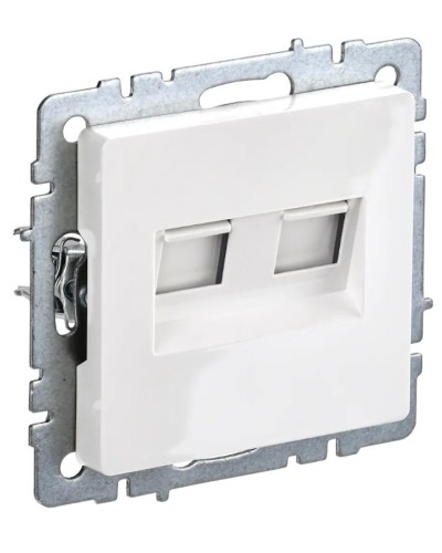 Розетка RJ45 РК10-2-БрБ кат.5E, белая BRITE (BR-K20-1-K01). Розетка компьютерная двойная. IEK в Раменском