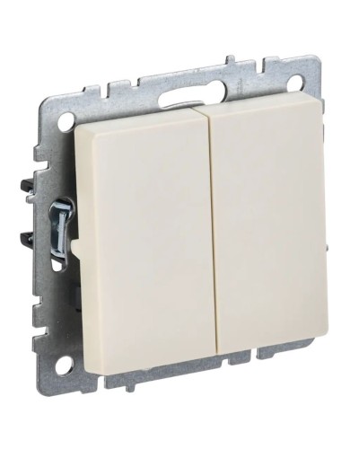 Выключатель 2-клавишный проходной ВС10-2-6-БрКр бежевый BRITE (BR-V22-0-10-K10). Выключатель. IEK в Раменском