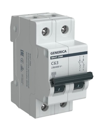 GENERICA ВА47-29М 2P C 63А 4,5кА (MVA21-2-063-C-G). Автоматический выключатель. IEK в Раменском