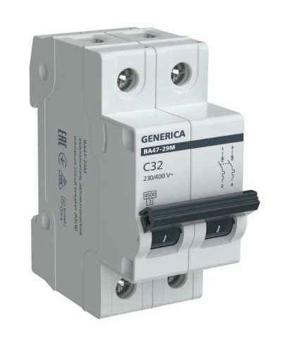 GENERICA ВА47-29М 2P C 32А 4,5кА (MVA21-2-032-C-G). Автоматический выключатель. IEK в Раменском