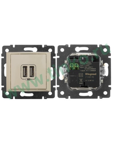 Розетка Valena двойная, USB, слоновая кость (774170). Розетка. LegranD в Раменском