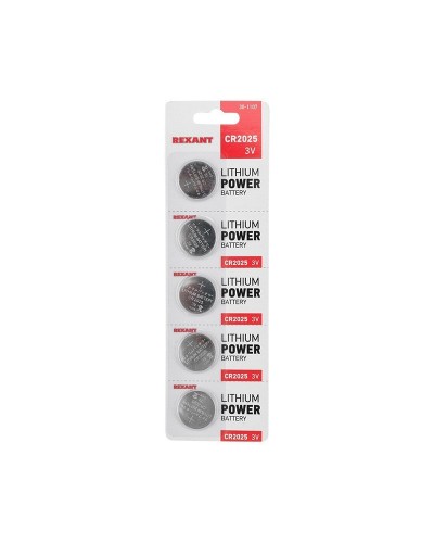 Литиевые батарейки CR2025 3 V 160 mAh (30-1107). Элемент питания. Rexant в Раменском