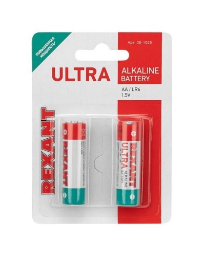 Ультра алкалиновая батарейка AA/LR6 1,5 V 2 шт. блистер REXANT (30-1025). Элемент питания. Rexant в Раменском