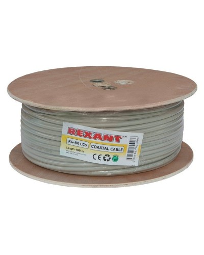 RG-8X, 50 Ом, CCS/Al/A, 75% (01-2021). Кабель коаксиальный радиочастотный. Rexant в Раменском