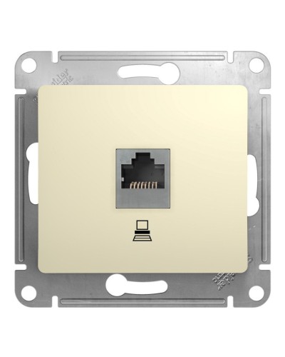 Glossa розетка RJ45 1-местная, кат. 5Е, скрытой установки, механизм, бежевый (GSL000281K). Розетка компьютерная. Systeme Electric в Раменском