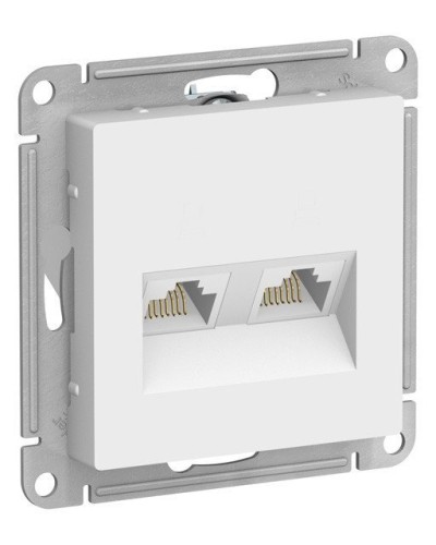AtlasDesign розетка RJ45+RJ45, 2-местная, скрытой установки, механизм, белый (ATN000185). Розетка компьютерная. Systeme Electric в Раменском